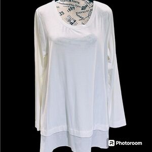 Soft Surroundings long sleeve tunic top, bottom accent hem, Jersey knit Large